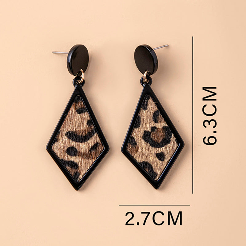 Geometric Leopard Print Earrings