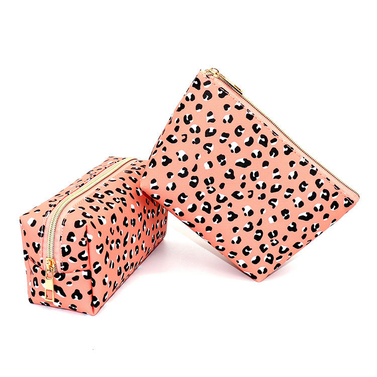 Pink Leopard Print Cosmetic Bag