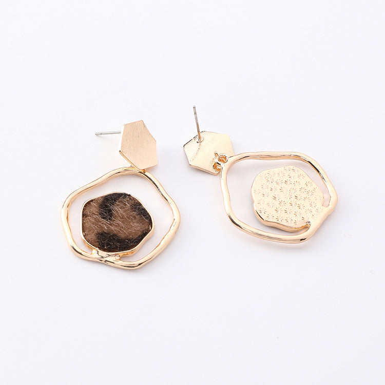 Irregular Geometrics Leopard Earrings