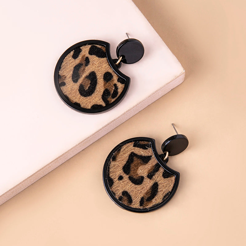 Geometric Leopard Print Earrings