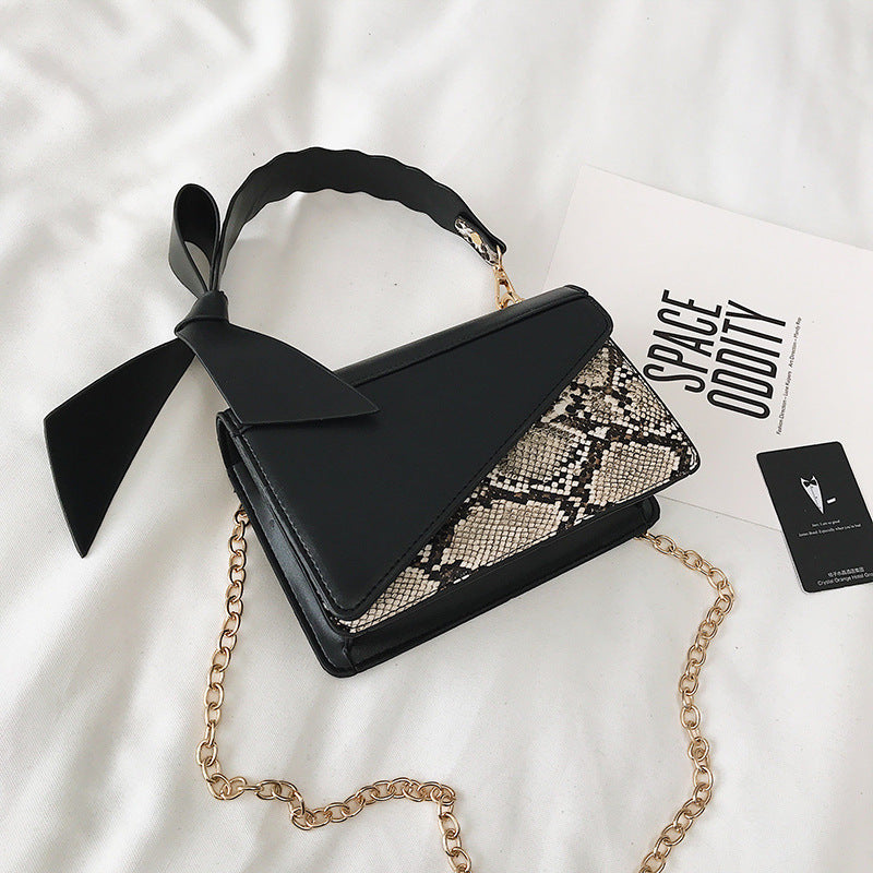 Snake Print Bow Handbag