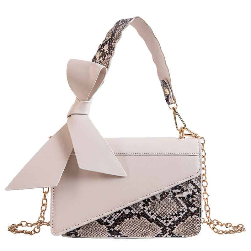 Snake Print Bow Handbag
