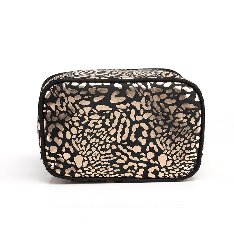 Gold Foil Leopard Print Cosmetic Bag