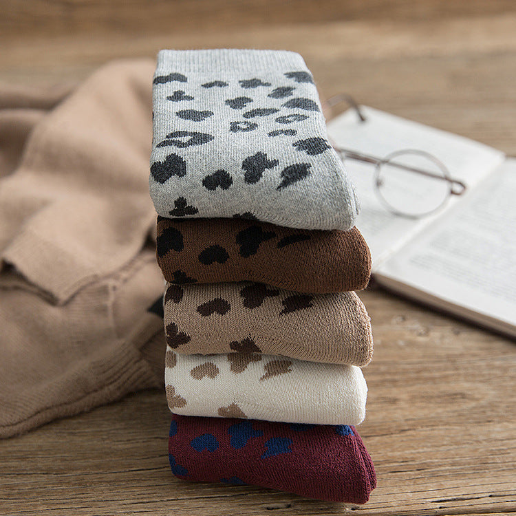Cotton Leopard Print Socks