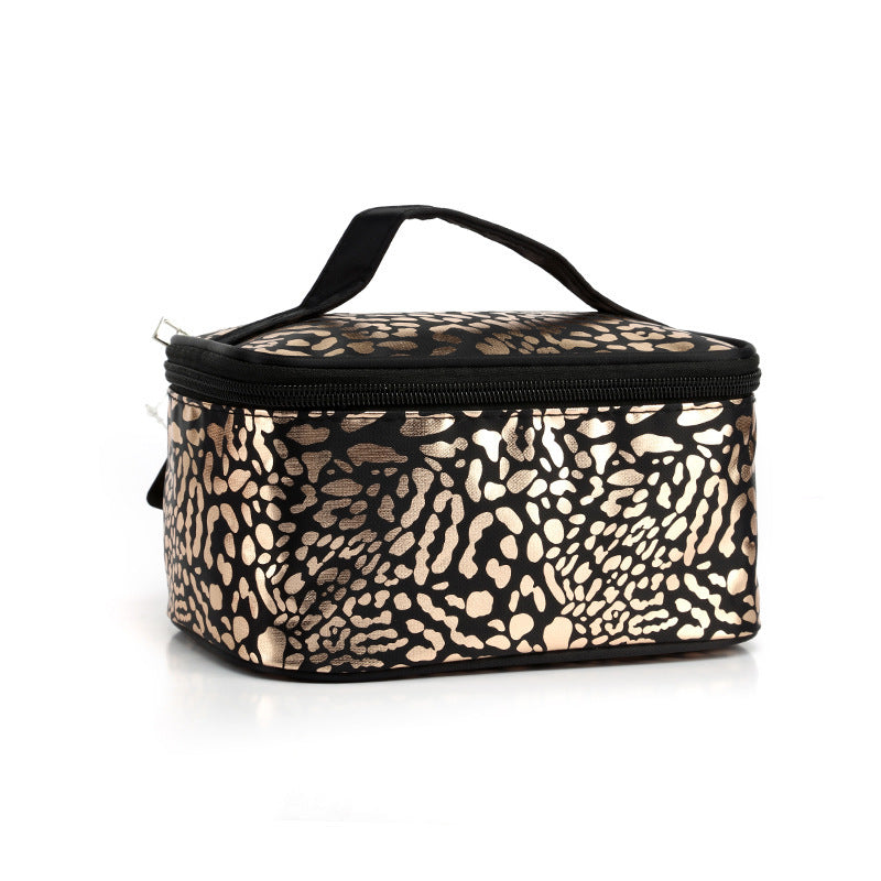 Gold Foil Leopard Print Cosmetic Bag