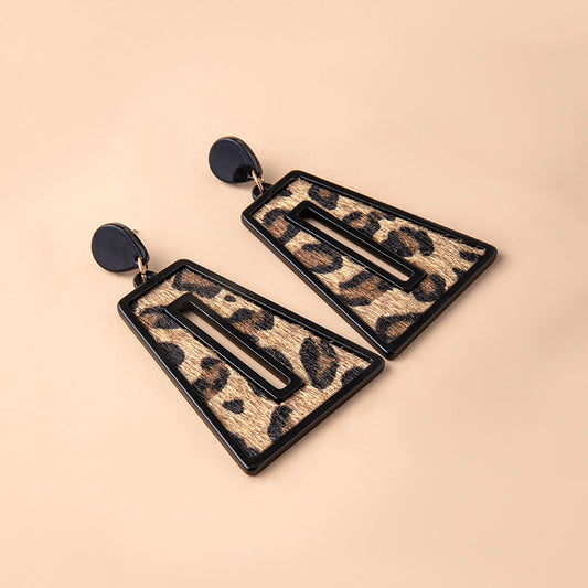 Geometric Leopard Print Earrings