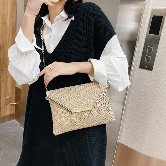 Crossbody Snake Print Envelope Bag