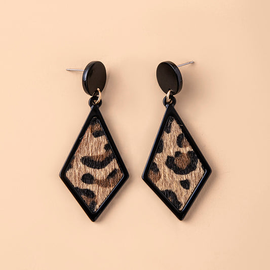 Geometric Leopard Print Earrings