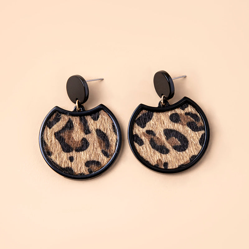 Geometric Leopard Print Earrings