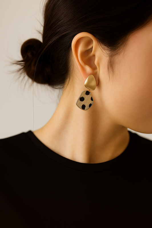 Frosted Gold Geometrics Leopard Earrings