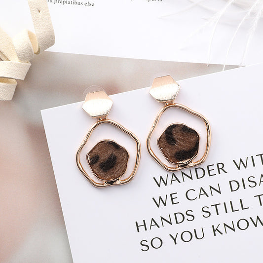 Irregular Geometrics Leopard Earrings