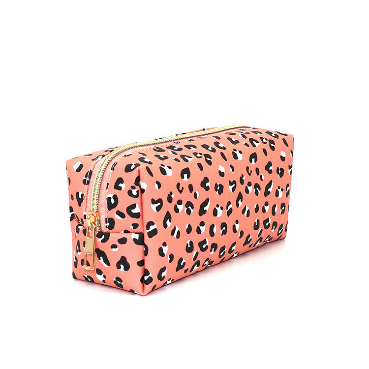 Pink Leopard Print Cosmetic Bag