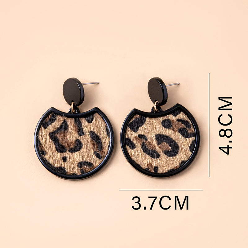 Geometric Leopard Print Earrings
