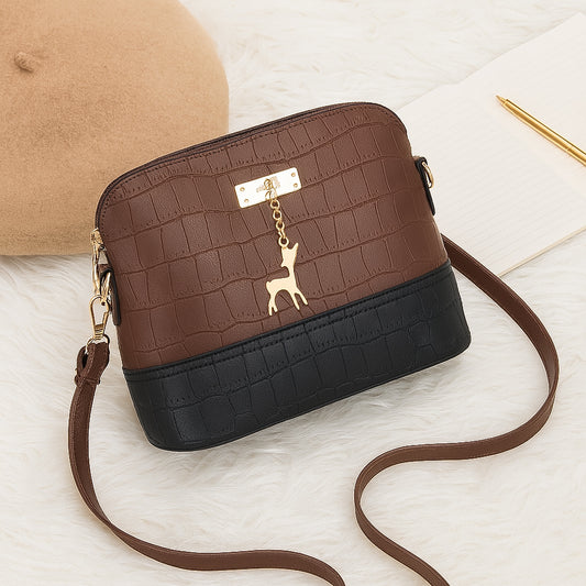 Croc texture crossbody bag with deer charm