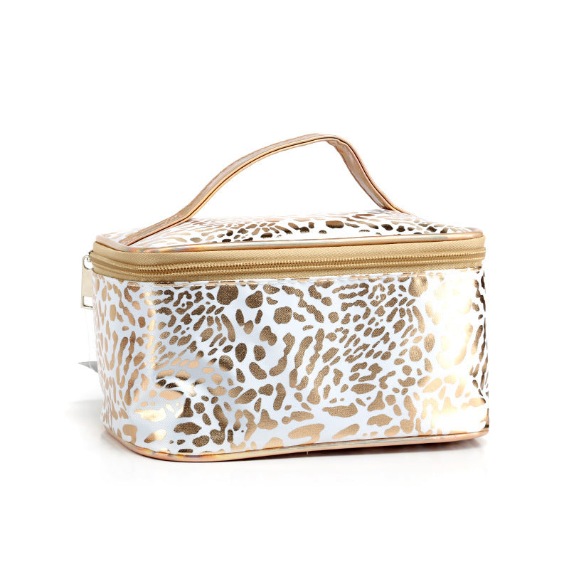 Gold Foil Leopard Print Cosmetic Bag
