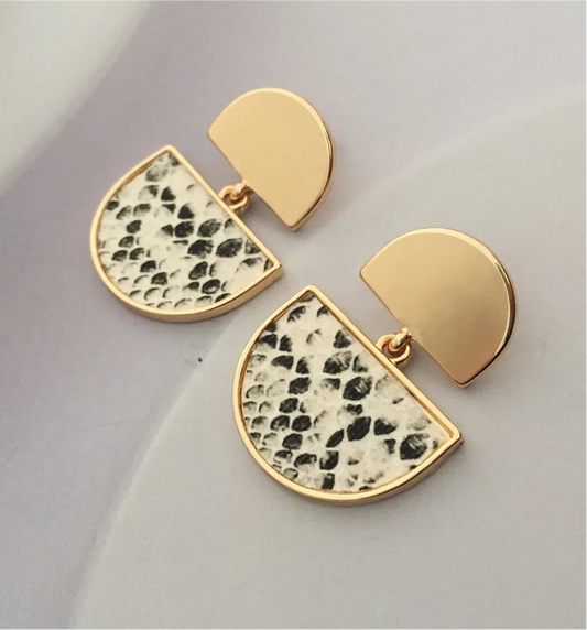 Half Circle Animal Print Drop Earrings