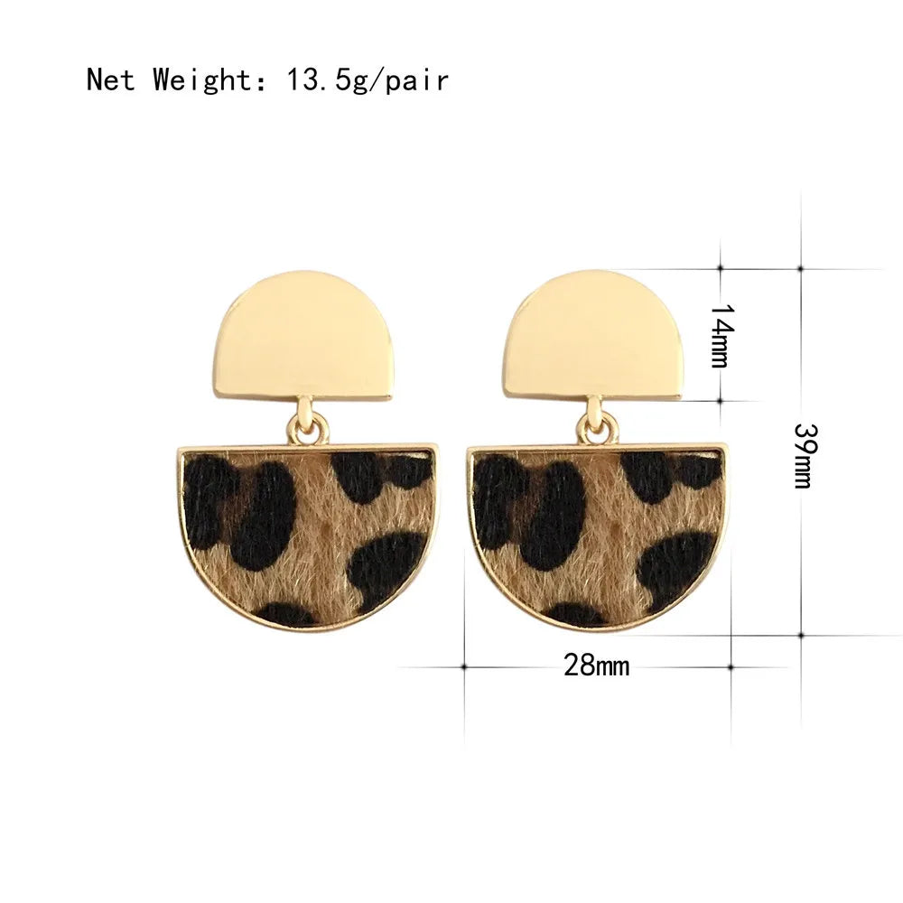 Half Circle Animal Print Drop Earrings
