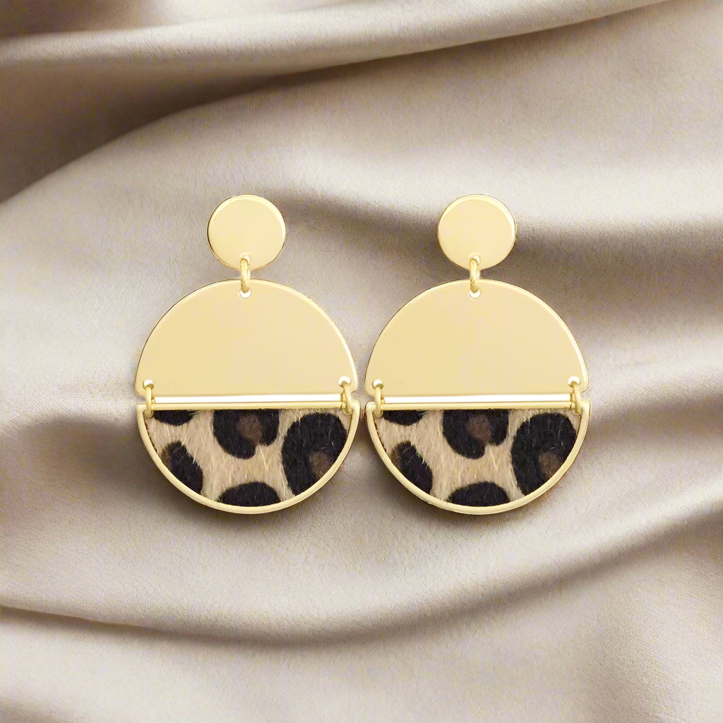 Half Circle Animal Print Drop Earrings