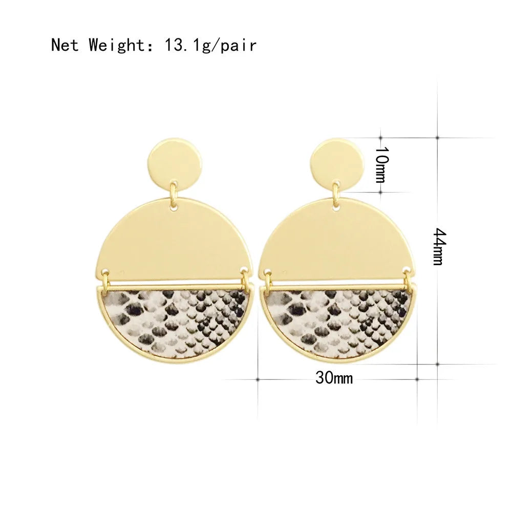 Half Circle Animal Print Drop Earrings
