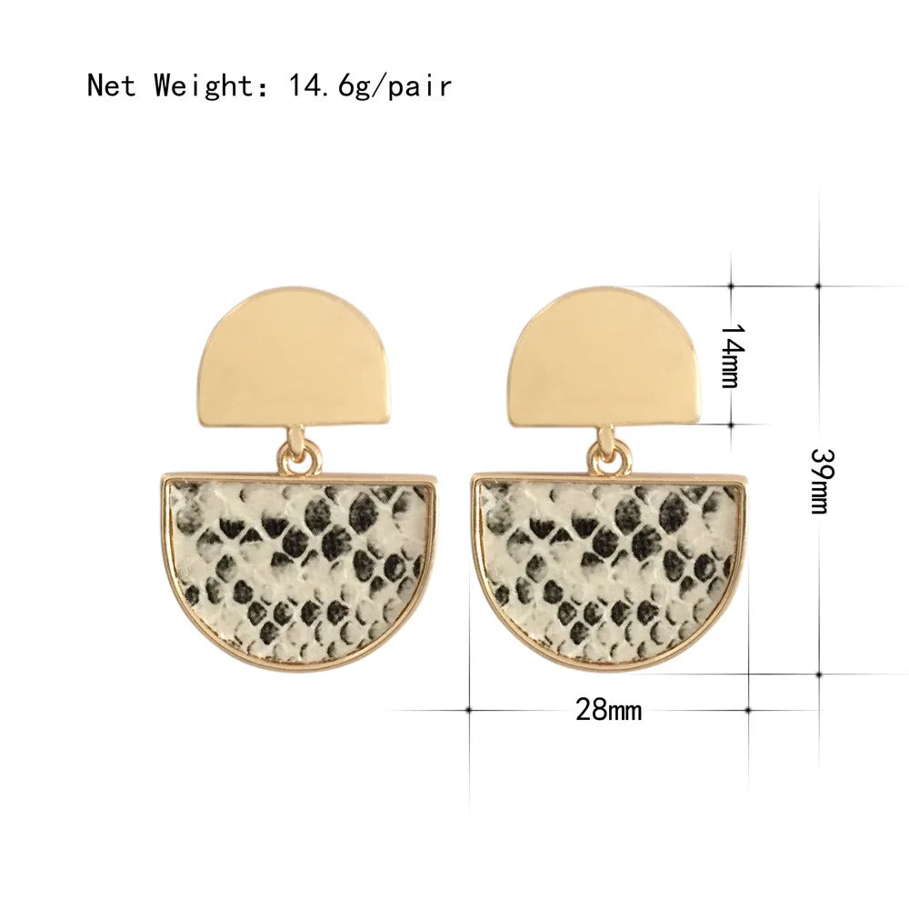 Half Circle Animal Print Drop Earrings