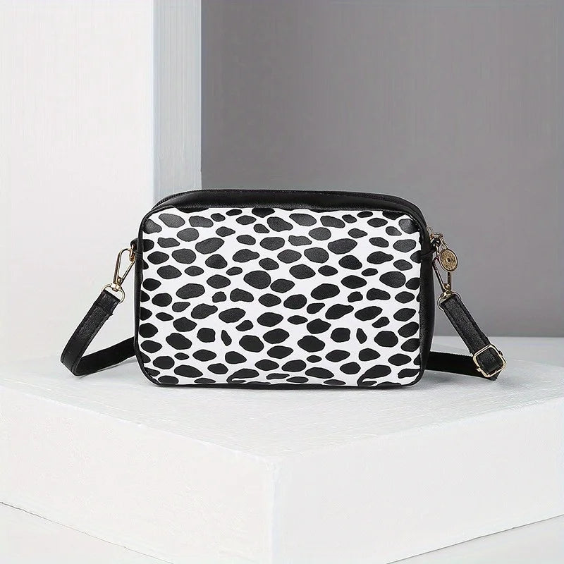 Leopard print PU leather crossbody bag