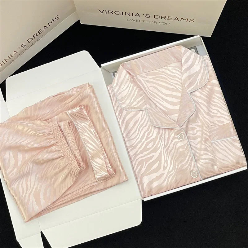 Tiger Print Silk-touch Long Sleeve PJ set