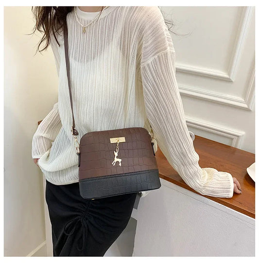 Croc texture crossbody bag with deer charm