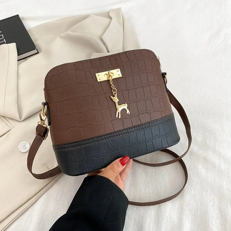Croc texture crossbody bag with deer charm