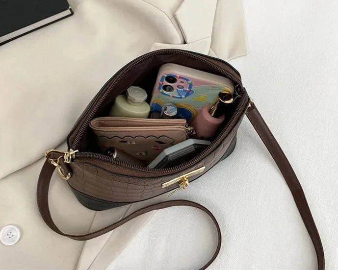 Croc texture crossbody bag with deer charm