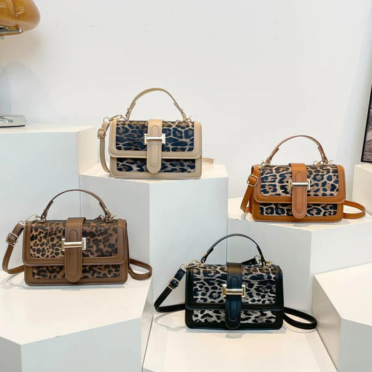 Retro Leopard Print Crossbody Bag