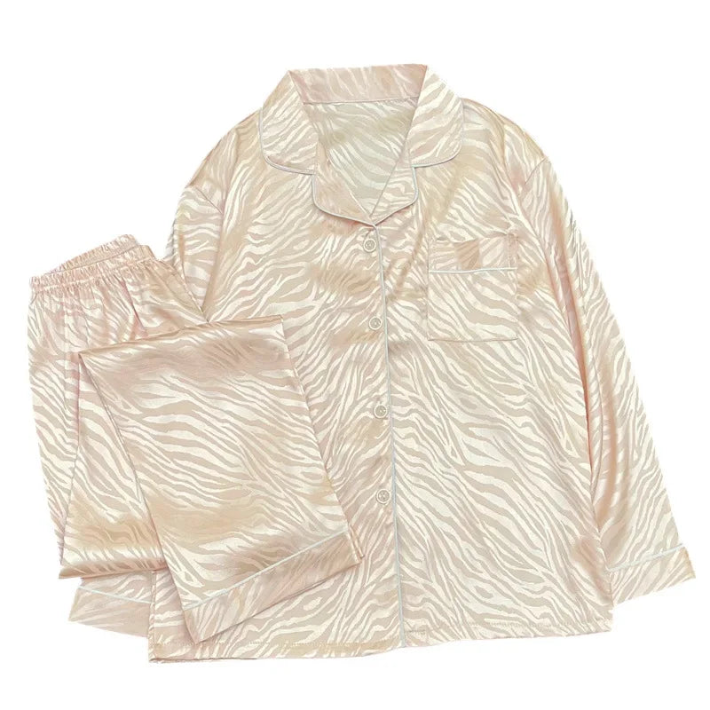 Tiger Print Silk-touch Long Sleeve PJ set