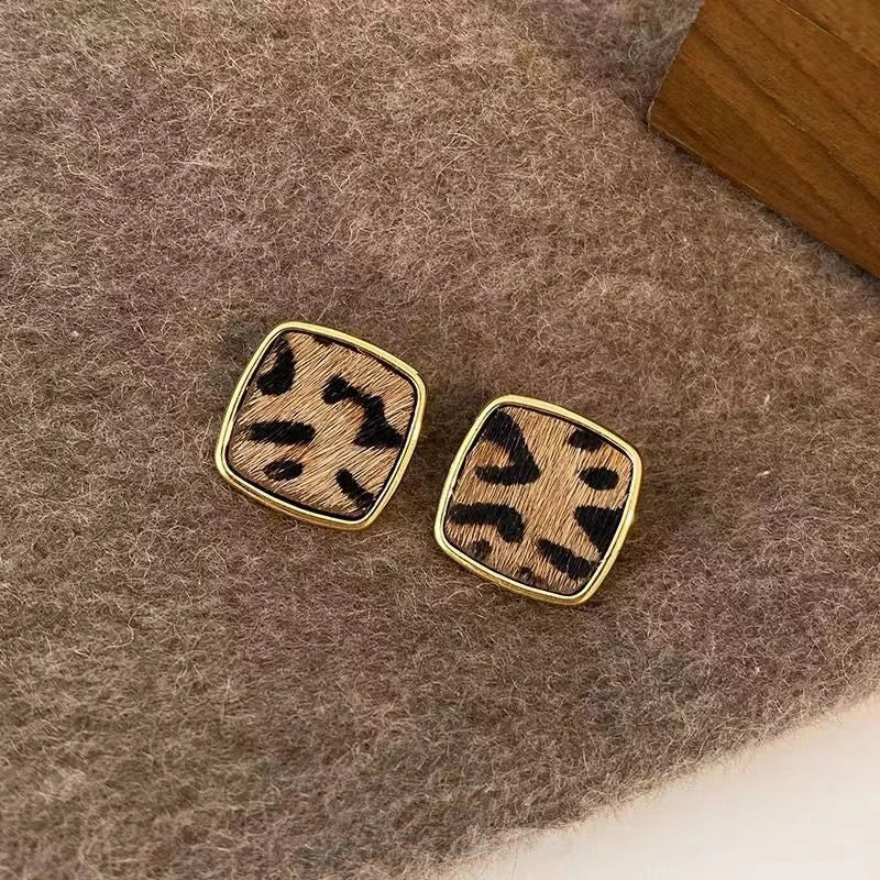 Leopard Print Stud Earrings