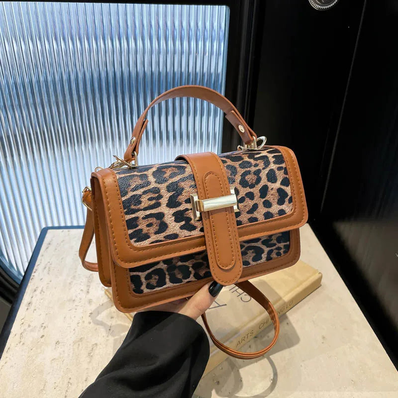 Retro Leopard Print Crossbody Bag