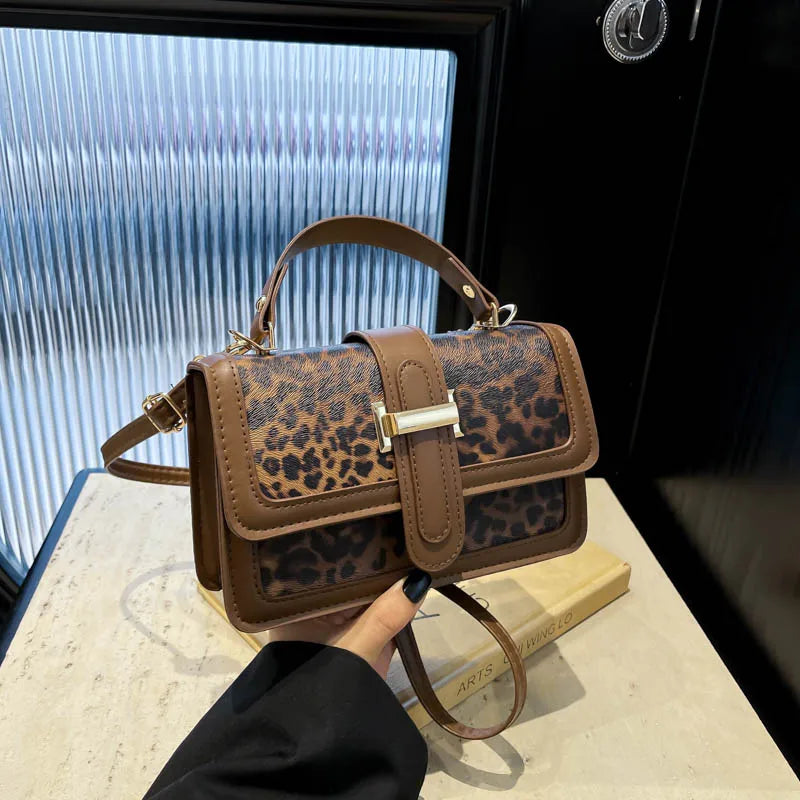 Retro Leopard Print Crossbody Bag