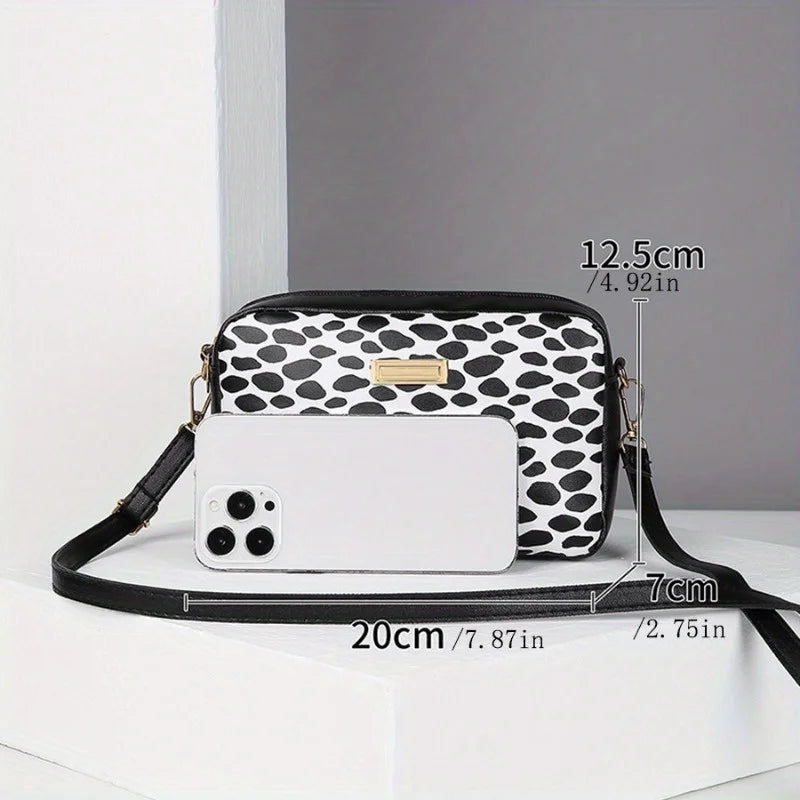 Leopard print PU leather crossbody bag