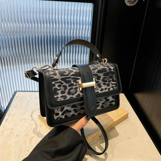 Retro Leopard Print Crossbody Bag