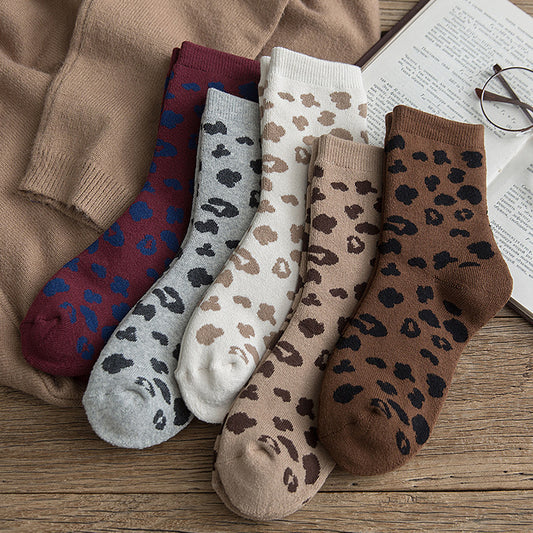 Cotton Leopard Print Socks