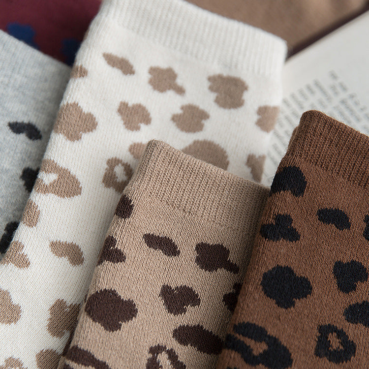 Cotton Leopard Print Socks
