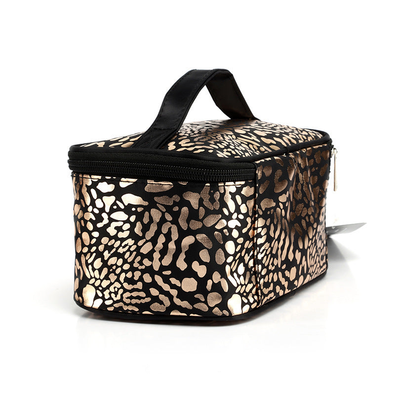 Gold Foil Leopard Print Cosmetic Bag