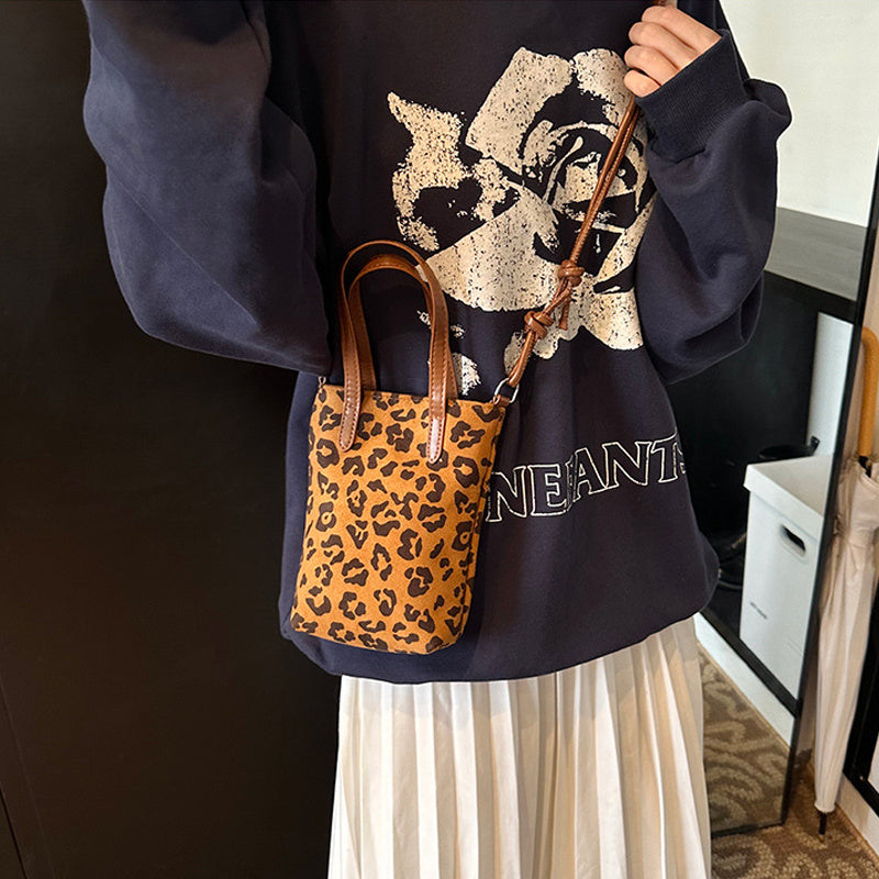 Crossbody Leopard Print Bucket Bag