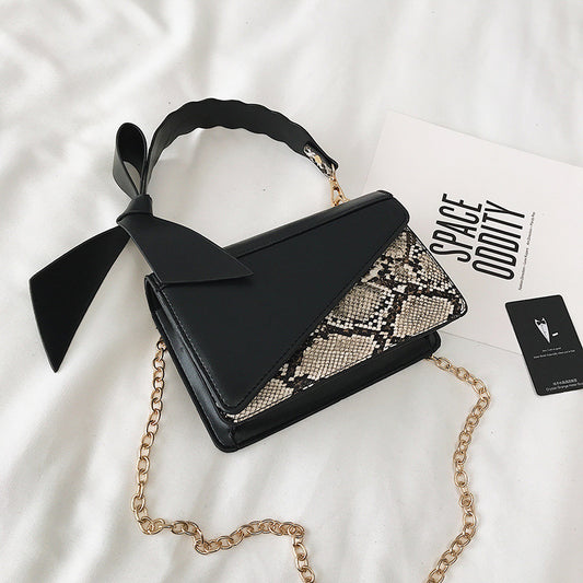 Snake Print Bow Handbag
