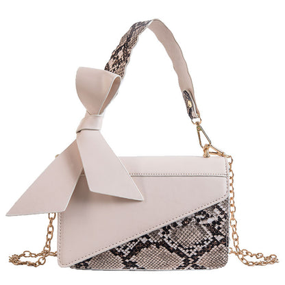 Snake Print Bow Handbag