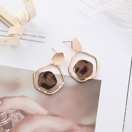 Irregular Geometrics Leopard Earrings