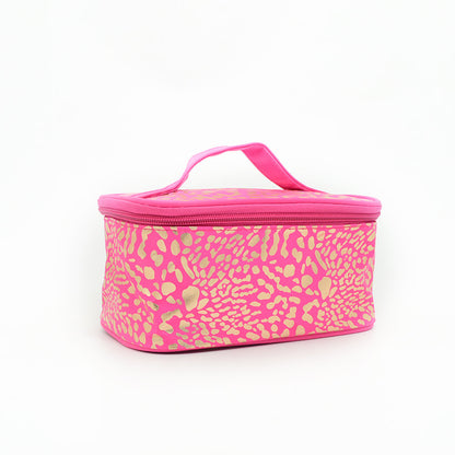 Gold Foil Leopard Print Cosmetic Bag