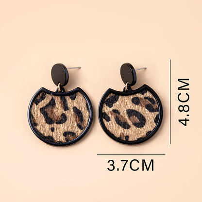 Geometric Leopard Print Earrings