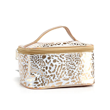 Gold Foil Leopard Print Cosmetic Bag