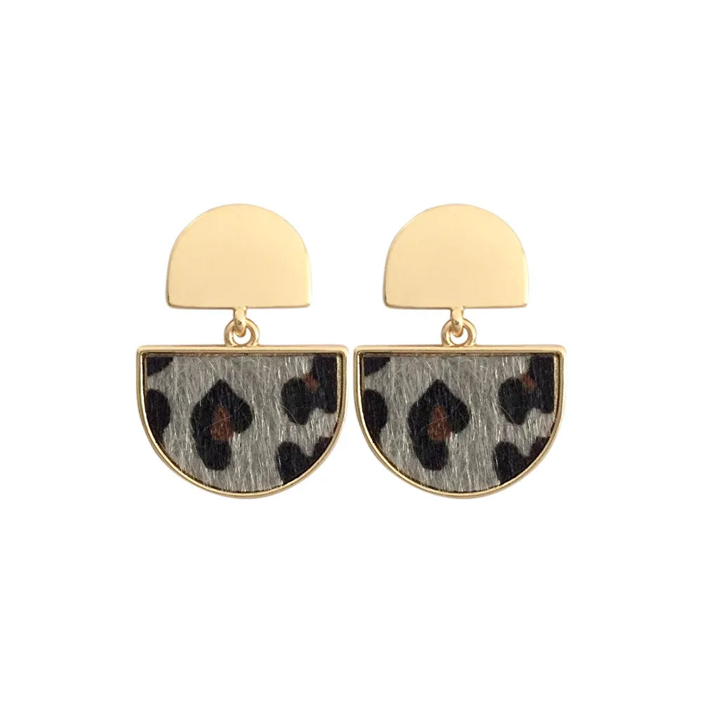 Half Circle Animal Print Drop Earrings