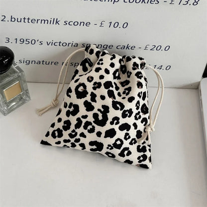 Leopard Print Drawstring Cosmetic Bag