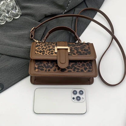 Retro Leopard Print Crossbody Bag