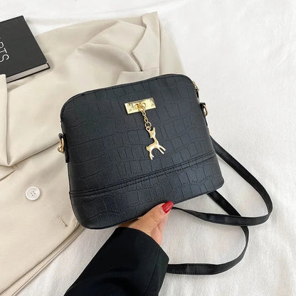 Croc texture crossbody bag with deer charm